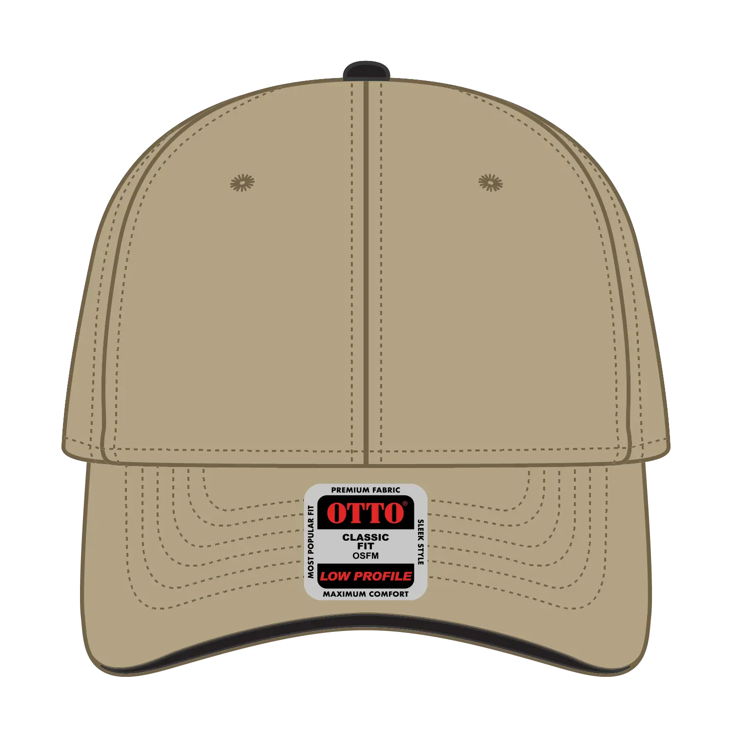 OTTO 23-370 6 Panel Low Profile Baseball Cap - Kha/Kha/Blk - Kha/Kha/Blk / 6 1/2’’ - 7 5/8’’