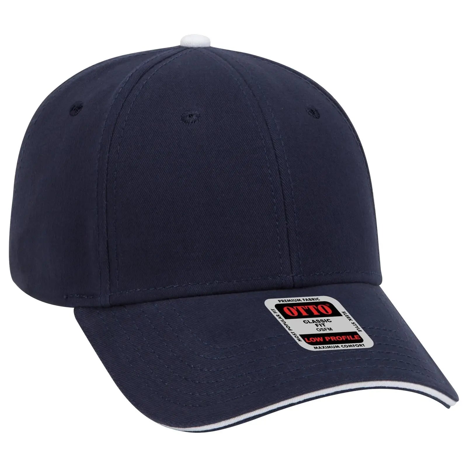 OTTO 23-370 6 Panel Low Profile Baseball Cap - Nvy/Nvy/Wht - Nvy/Nvy/Wht / 6 1/2’’ - 7 5/8’’