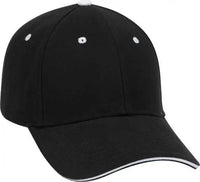 OTTO 23-370 Superior Brushed Cotton Twill Sandwich Visor Low Profile Pro Style Structured Firm Front Panel Cap - Black