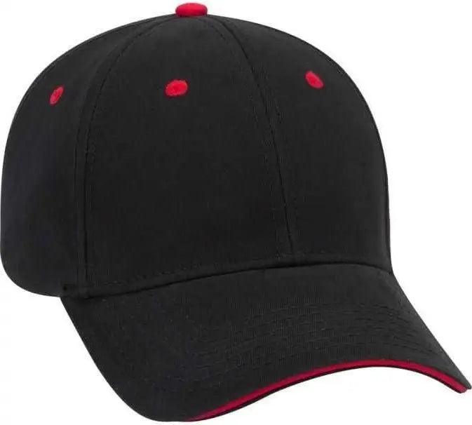 OTTO 23-370 Superior Brushed Cotton Twill Sandwich Visor Low Profile Pro Style Structured Firm Front Panel Cap - Black