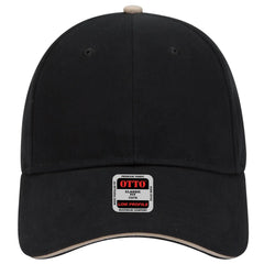 OTTO 23-430 6 Panel Low Profile Baseball Cap - Blk/Blk/Kha - Blk/Blk/Kha / 6 1/2’’ - 7 5/8’’