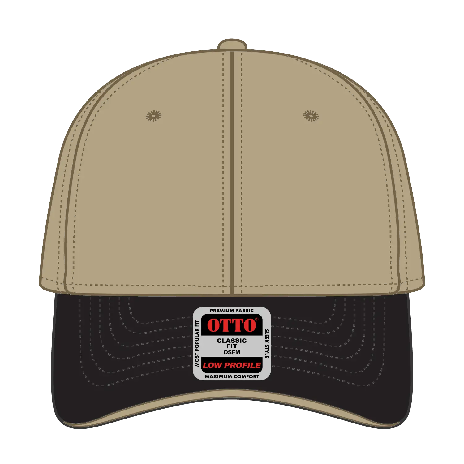 OTTO 23-430 6 Panel Low Profile Baseball Cap - Blk/Kha/Kha - Blk/Kha/Kha / 6 1/2’’ - 7 5/8’’