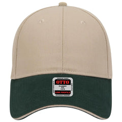 OTTO 23-430 6 Panel Low Profile Baseball Cap - Dk.Grn/Kha/Kha - Dk.Grn/Kha/Kha / 6 1/2’’ - 7 5/8’’