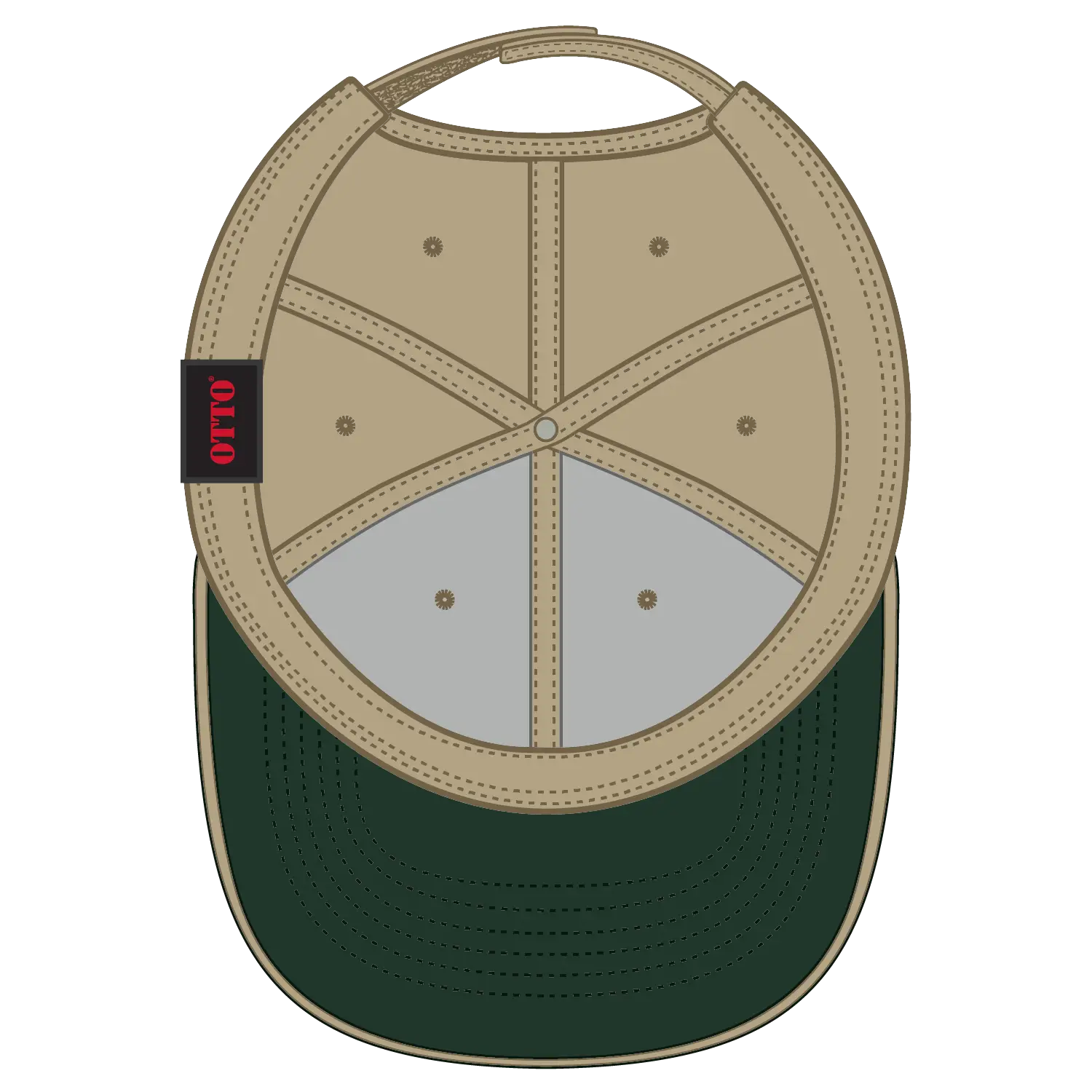 OTTO 23-430 6 Panel Low Profile Baseball Cap - Dk.Grn/Kha/Kha - Dk.Grn/Kha/Kha / 6 1/2’’ - 7 5/8’’
