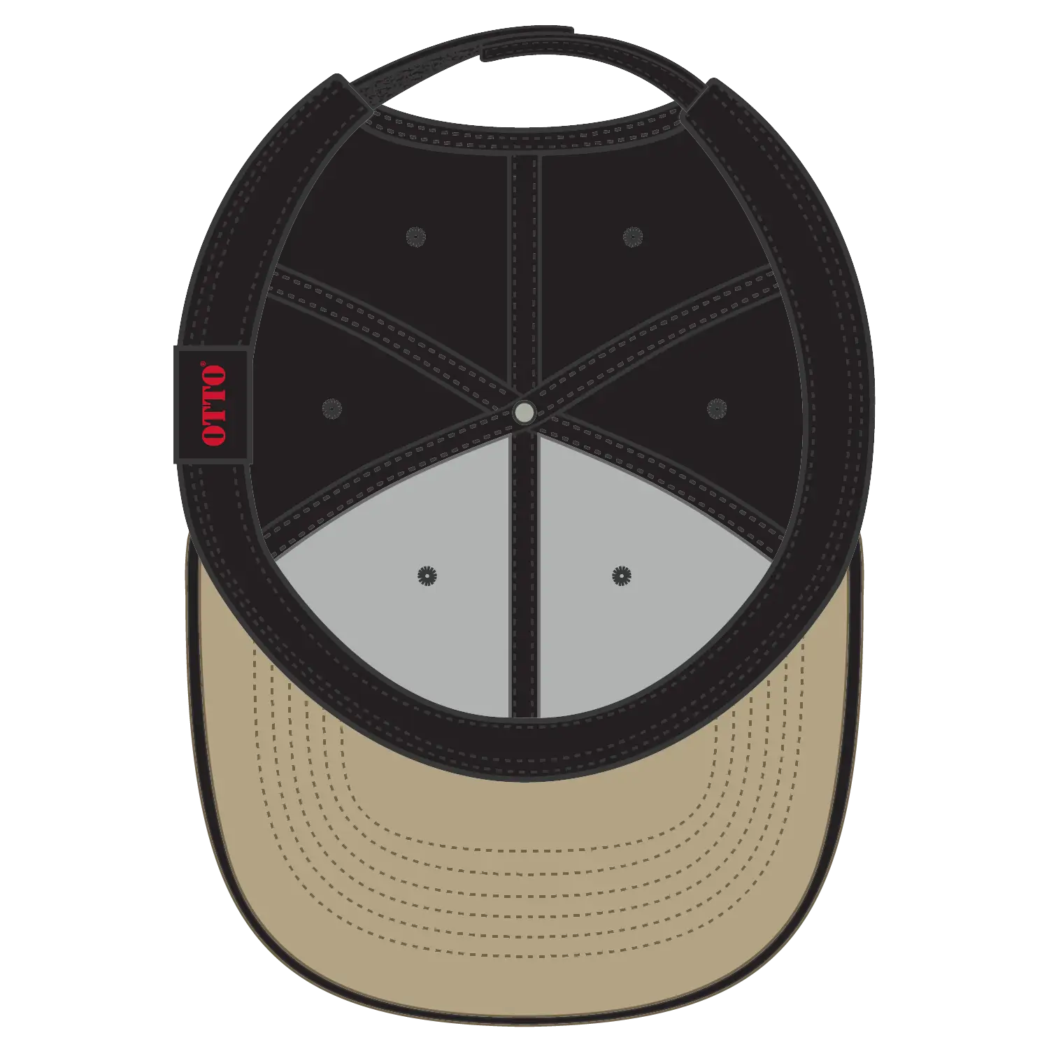 OTTO 23-430 6 Panel Low Profile Baseball Cap - Kha/Blk/Blk - Kha/Blk/Blk / 6 1/2’’ - 7 5/8’’