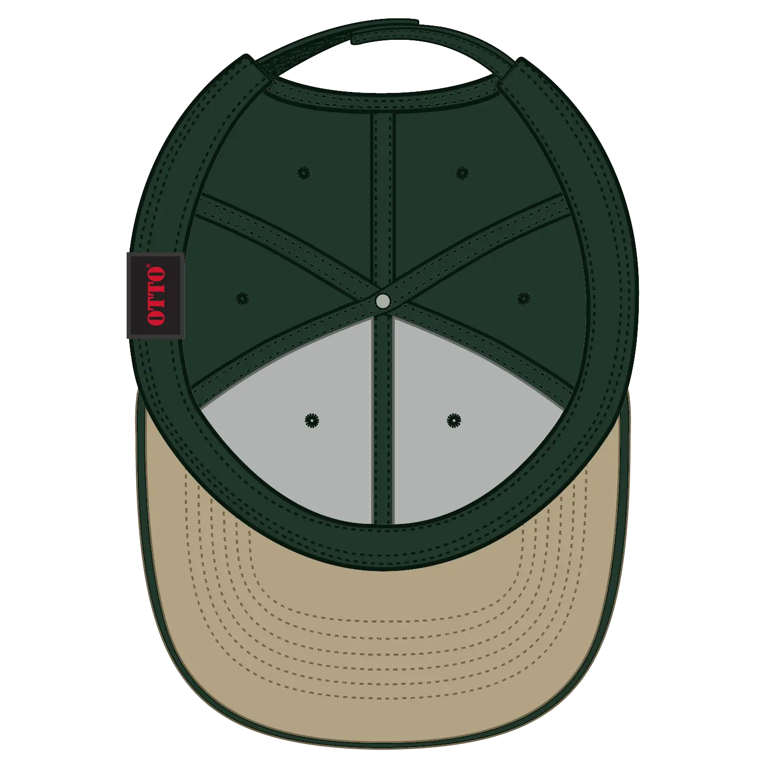 OTTO 23-430 6 Panel Low Profile Baseball Cap - Kha/Dk.Grn/Dk.Grn - Kha/Dk.Grn/Dk.Grn / 6 1/2’’ - 7 5/8’’
