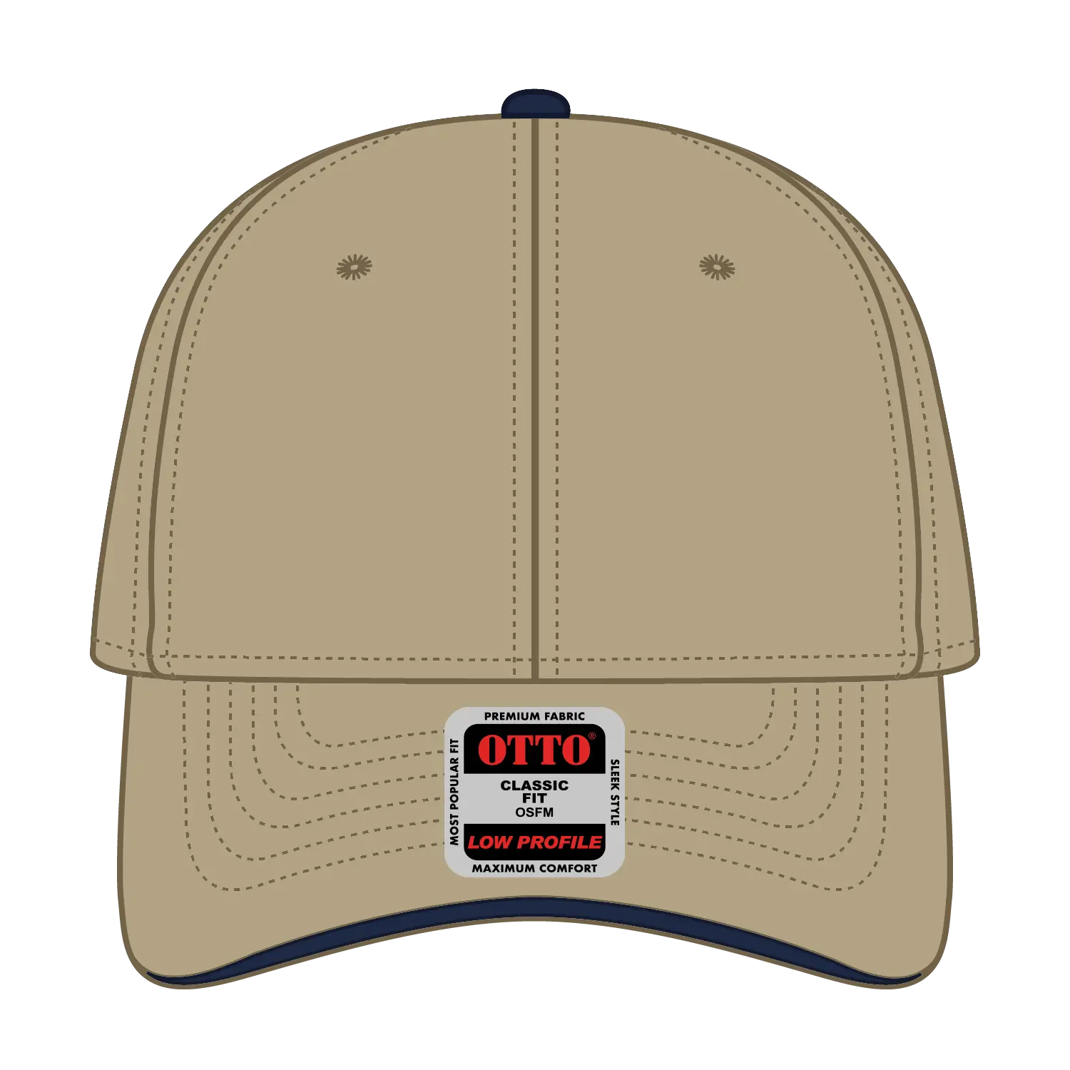OTTO 23-430 6 Panel Low Profile Baseball Cap - Kha/Kha/Nvy - Kha/Kha/Nvy / 6 1/2’’ - 7 5/8’’
