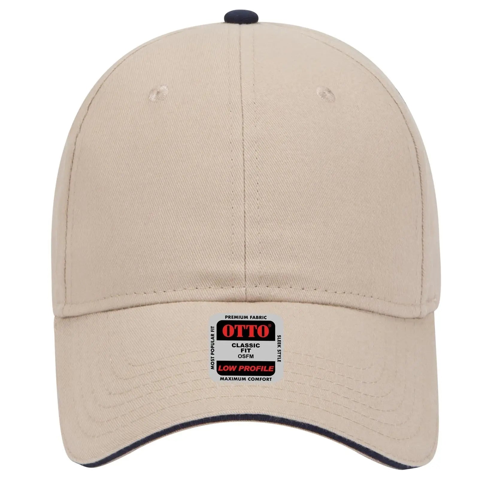 OTTO 23-430 6 Panel Low Profile Baseball Cap - Kha/Kha/Nvy - Kha/Kha/Nvy / 6 1/2’’ - 7 5/8’’