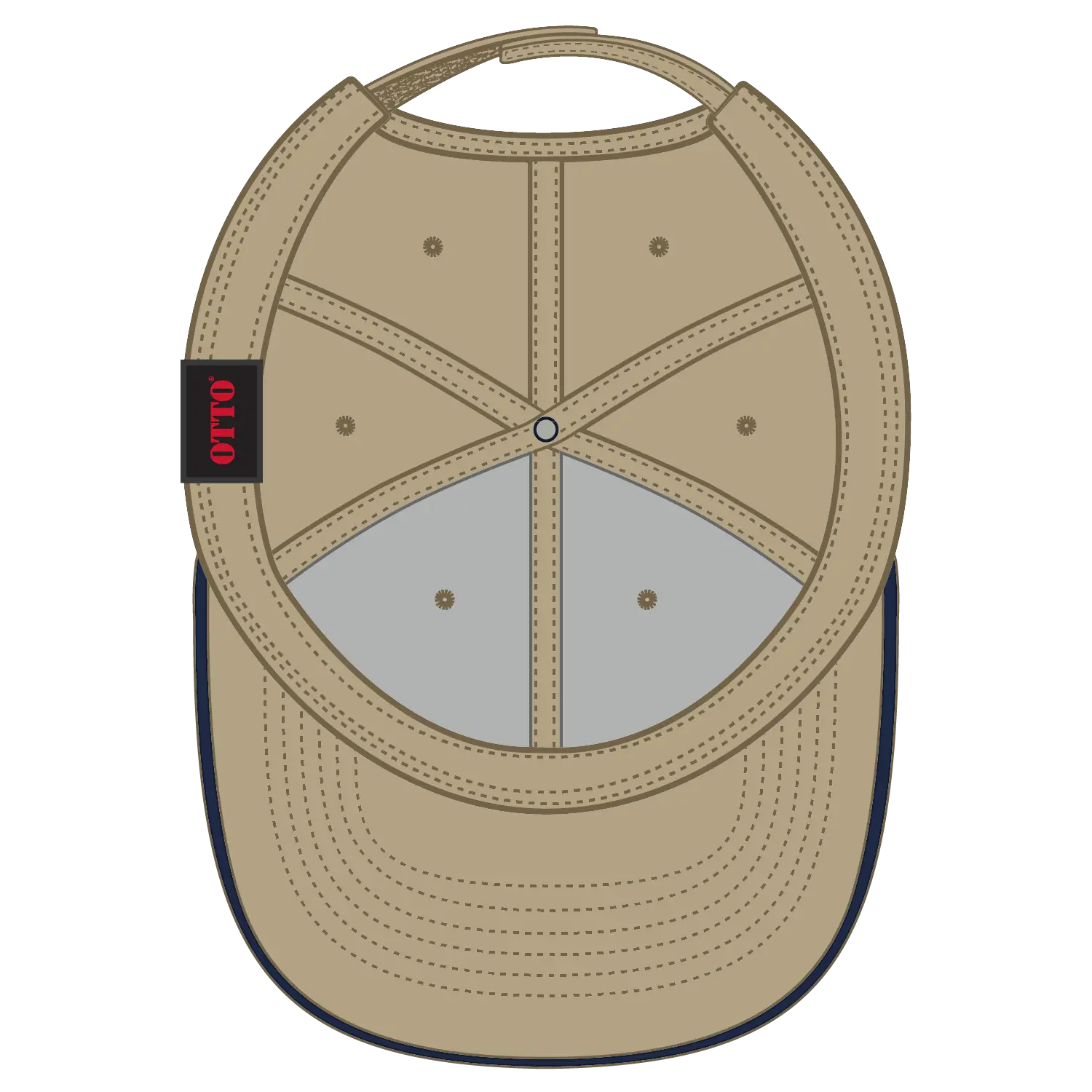 OTTO 23-430 6 Panel Low Profile Baseball Cap - Kha/Kha/Nvy - Kha/Kha/Nvy / 6 1/2’’ - 7 5/8’’