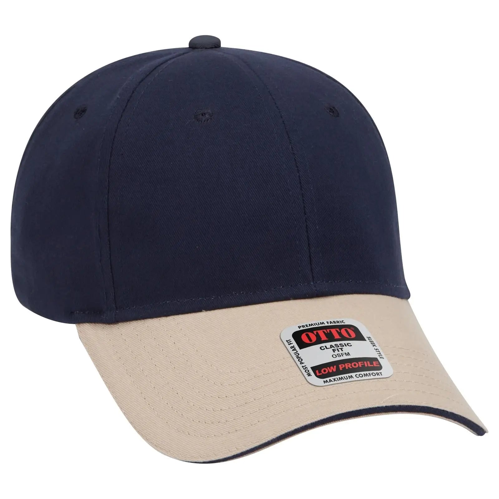 OTTO 23-430 6 Panel Low Profile Baseball Cap - Kha/Nvy/Nvy - Kha/Nvy/Nvy / 6 1/2’’ - 7 5/8’’