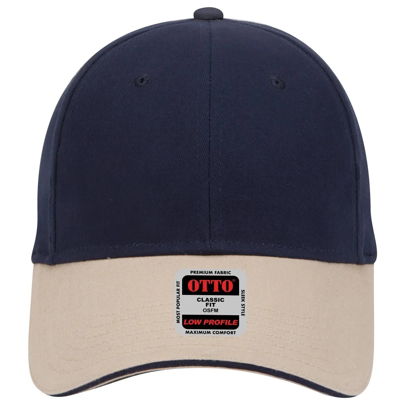 OTTO 23-430 6 Panel Low Profile Baseball Cap - Kha/Nvy/Nvy - Kha/Nvy/Nvy / 6 1/2’’ - 7 5/8’’