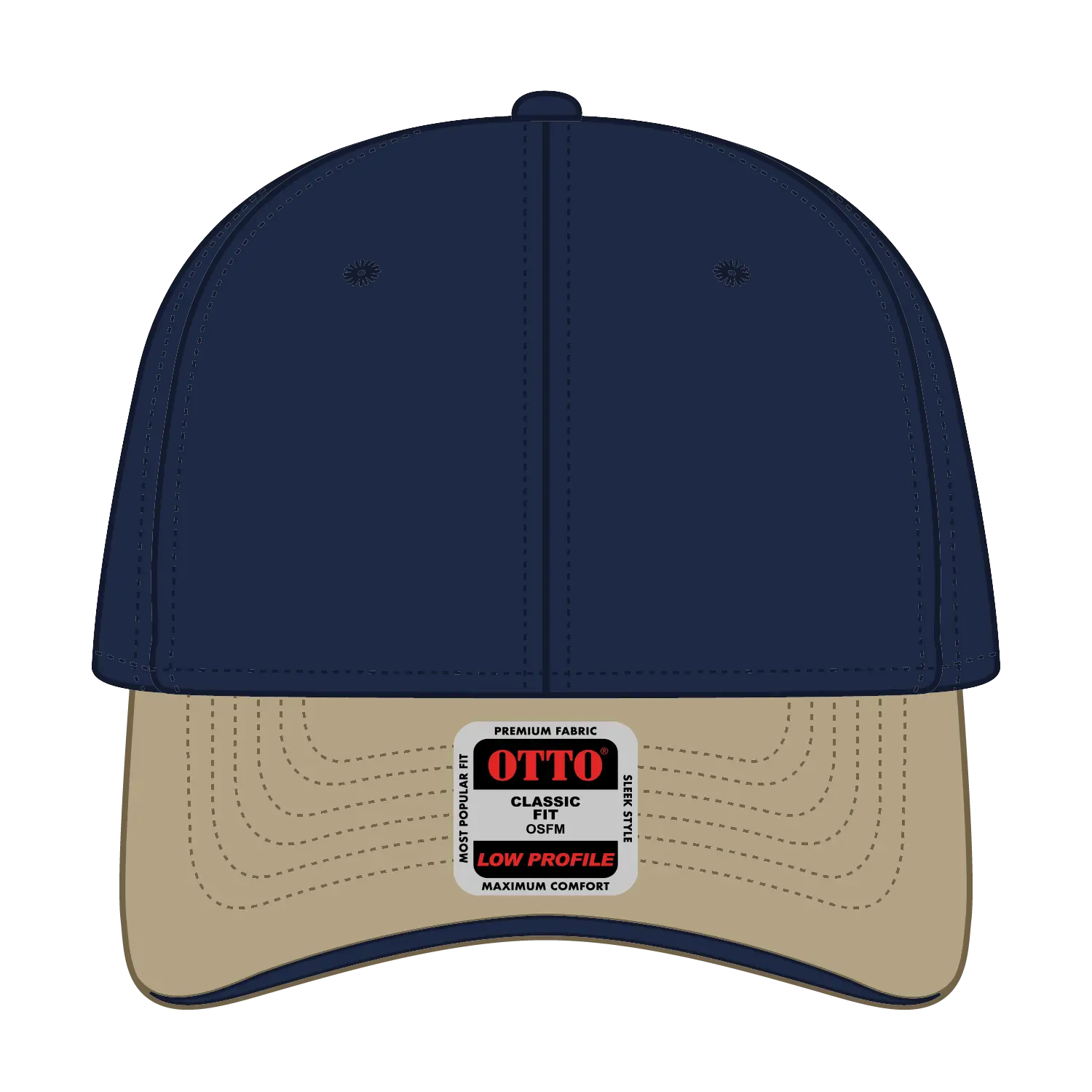 OTTO 23-430 6 Panel Low Profile Baseball Cap - Kha/Nvy/Nvy - Kha/Nvy/Nvy / 6 1/2’’ - 7 5/8’’