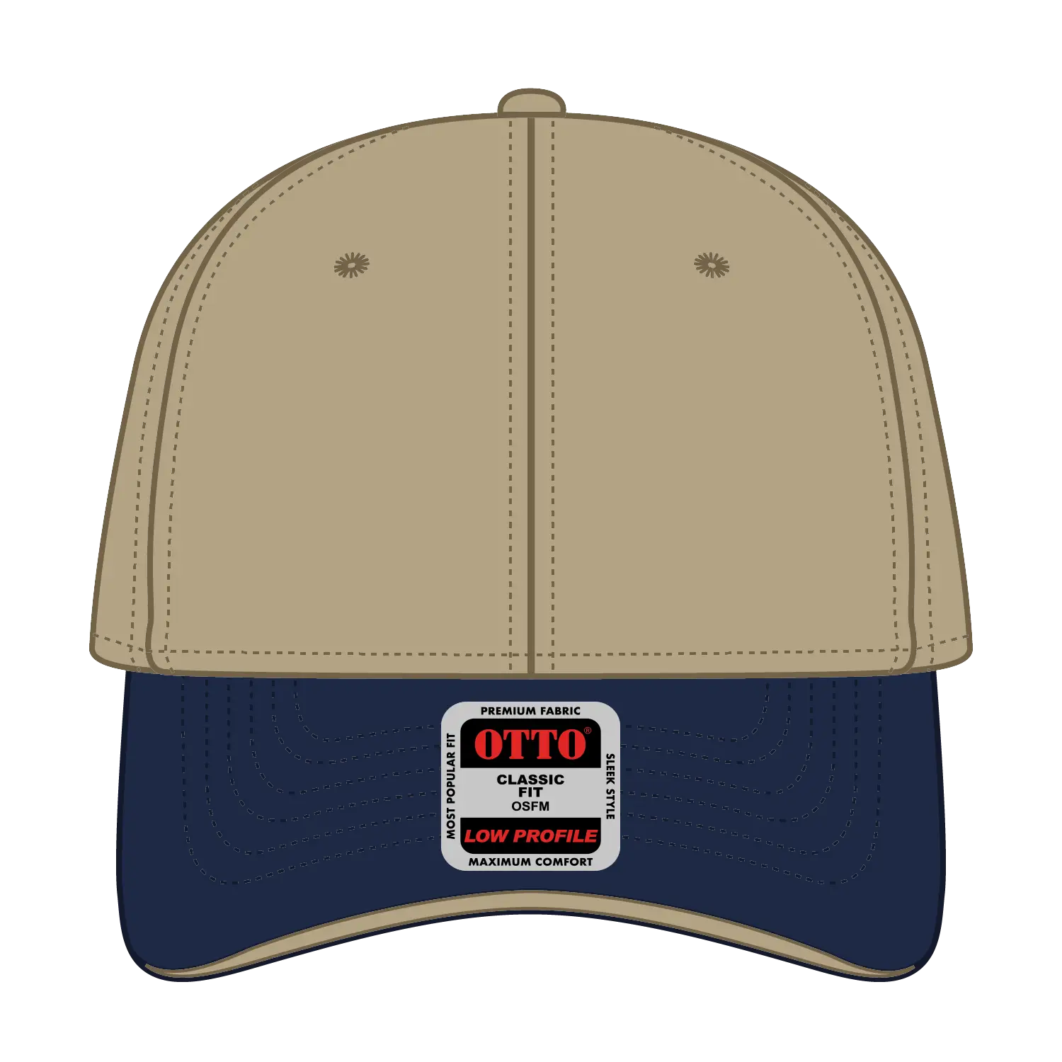 OTTO 23-430 6 Panel Low Profile Baseball Cap - Nvy/Kha/Kha - Nvy/Kha/Kha / 6 1/2’’ - 7 5/8’’