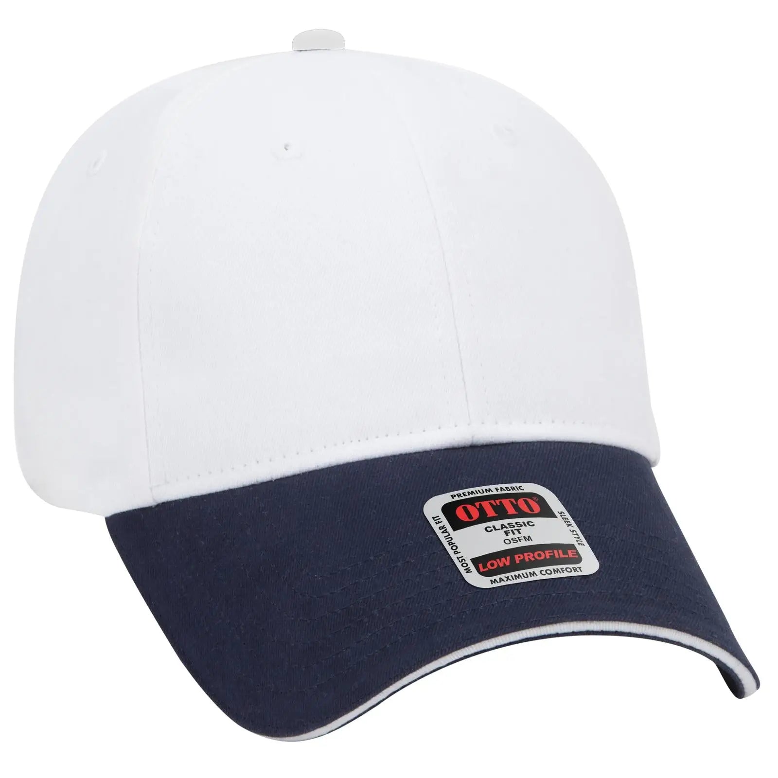 OTTO 23-430 6 Panel Low Profile Baseball Cap - Nvy/Wht/Wht - Nvy/Wht/Wht / 6 1/2’’ - 7 5/8’’