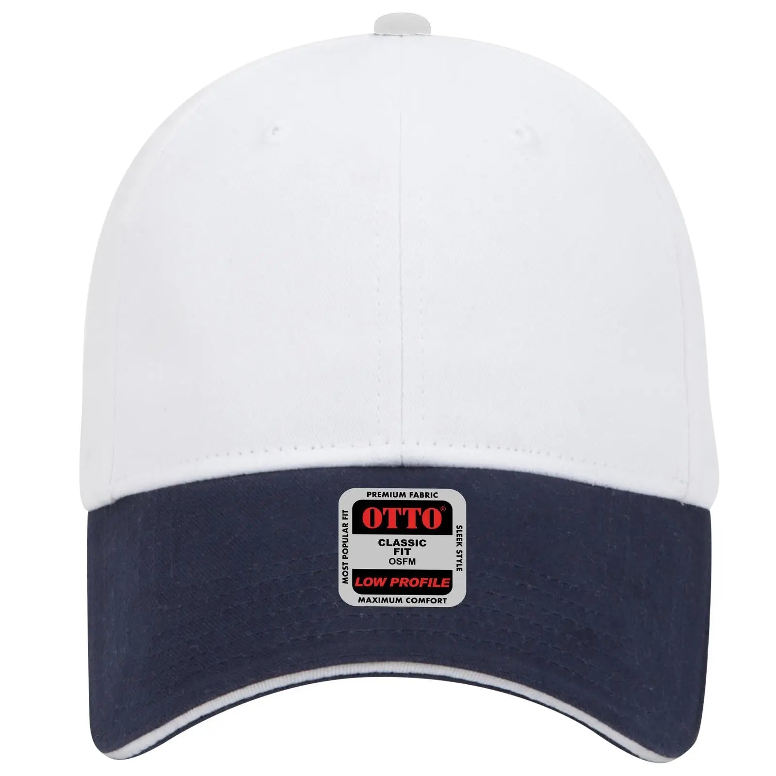 OTTO 23-430 6 Panel Low Profile Baseball Cap - Nvy/Wht/Wht - Nvy/Wht/Wht / 6 1/2’’ - 7 5/8’’