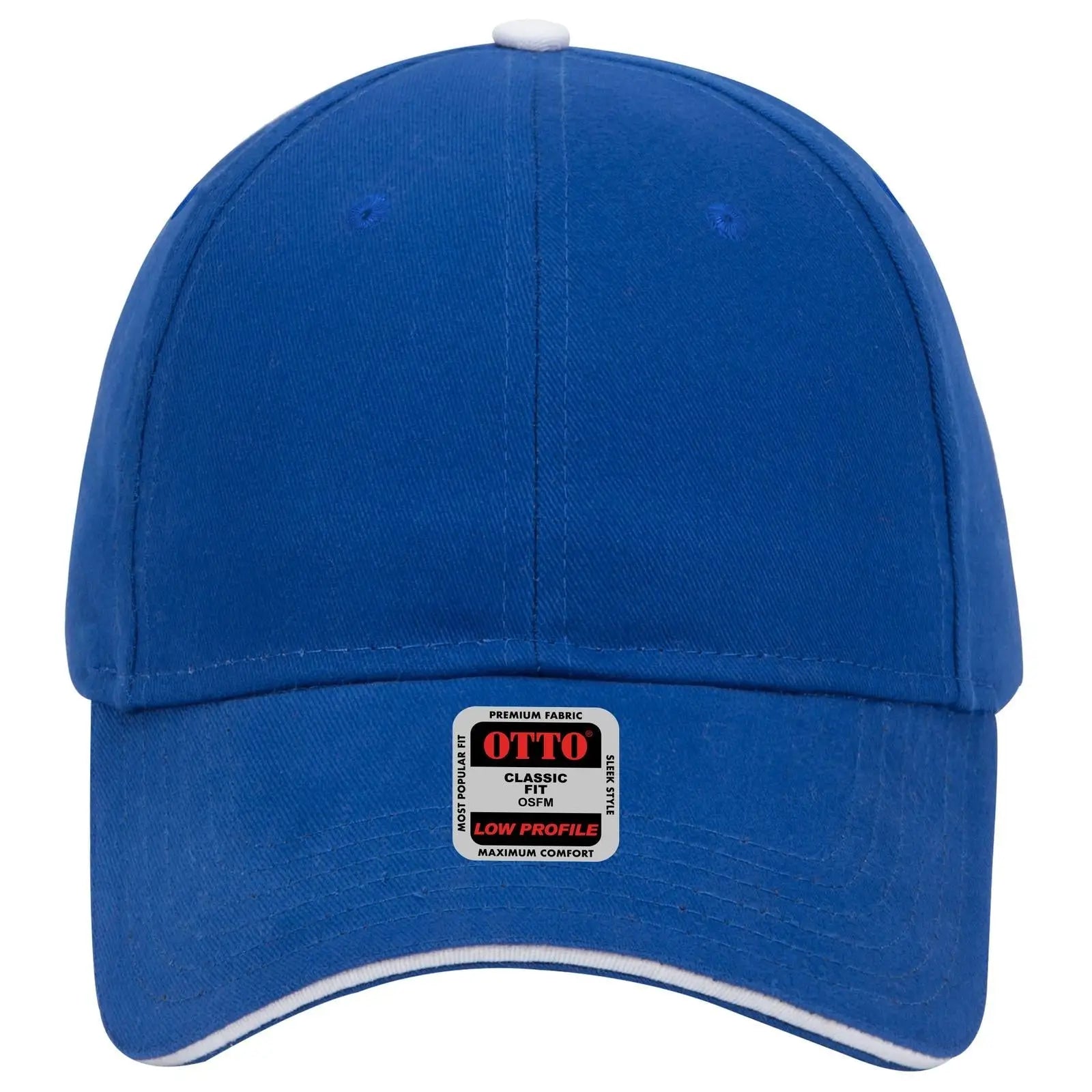 OTTO 23-430 6 Panel Low Profile Baseball Cap - Ryl/Ryl/Wht - Ryl/Ryl/Wht / 6 1/2’’ - 7 5/8’’