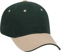 OTTO 23 430 Brushed Cotton Twill Sandwich Visor Low Profile Pro Style Cap with 6 Embroidered Eyelets Khaki Dark Green