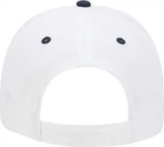 OTTO 23 430 Brushed Cotton Twill Sandwich Visor Low Profile Pro Style Cap with 6 Embroidered Eyelets Navy White White