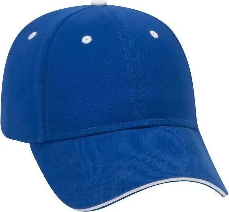 OTTO 23-430 Brushed Cotton Twill Sandwich Visor Low Profile Pro Style Cap with 6 Embroidered Eyelets - Royal Royal
