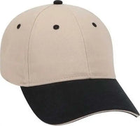 OTTO 23-430 Brushed Cotton Twill Sandwich Visor Low Profile Pro Style Cap with 6 Embroidered Eyelets - Black Khaki