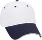 OTTO 23 430 Brushed Cotton Twill Sandwich Visor Low Profile Pro Style Cap with 6 Embroidered Eyelets Navy White White