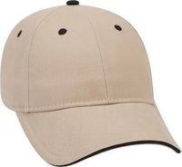 OTTO 23-430 Brushed Cotton Twill Sandwich Visor Low Profile Pro Style Cap with 6 Embroidered Eyelets - Khaki Khaki