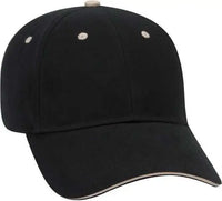 OTTO 23-430 Brushed Cotton Twill Sandwich Visor Low Profile Pro Style Cap with 6 Embroidered Eyelets - Black Black