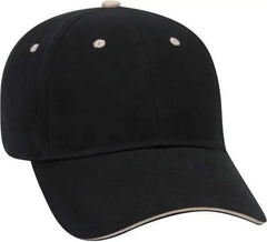 OTTO 23-430 Brushed Cotton Twill Sandwich Visor Low Profile Pro Style Cap with 6 Embroidered Eyelets - Black Black