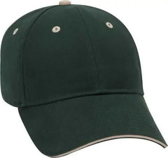 OTTO 23-430 Brushed Cotton Twill Sandwich Visor Low Profile Pro Style Cap with 6 Embroidered Eyelets - Dark Green Dark