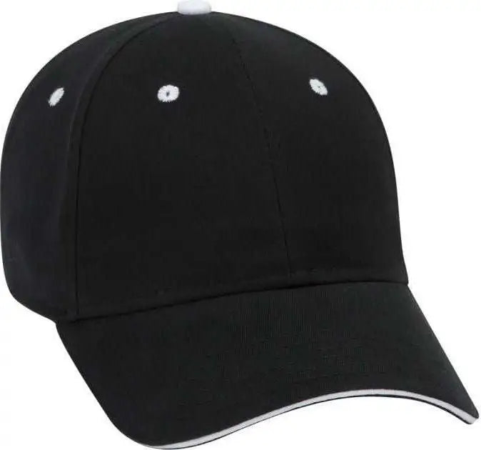 OTTO 23-430 Brushed Cotton Twill Sandwich Visor Low Profile Pro Style Cap with 6 Embroidered Eyelets - Black Black