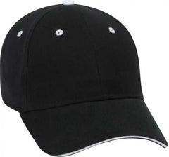OTTO 23-430 Brushed Cotton Twill Sandwich Visor Low Profile Pro Style Cap with 6 Embroidered Eyelets - Black Black
