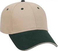 OTTO 23-430 Brushed Cotton Twill Sandwich Visor Low Profile Pro Style Cap with 6 Embroidered Eyelets - Dark Green Khaki