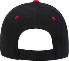 OTTO 23-430 Brushed Cotton Twill Sandwich Visor Low Profile Pro Style Cap with 6 Embroidered Eyelets - Black Black Red