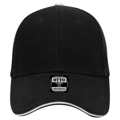 OTTO 23-484 6 Panel Low Profile Baseball Cap - Blk/Blk/Wht - Blk/Blk/Wht / 6 1/2’’ - 7 5/8’’