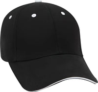 OTTO 23 484 Brushed Cotton Canvas Sandwich Visor Low Profile Pro Style Cap Black Black White Black White / One Size