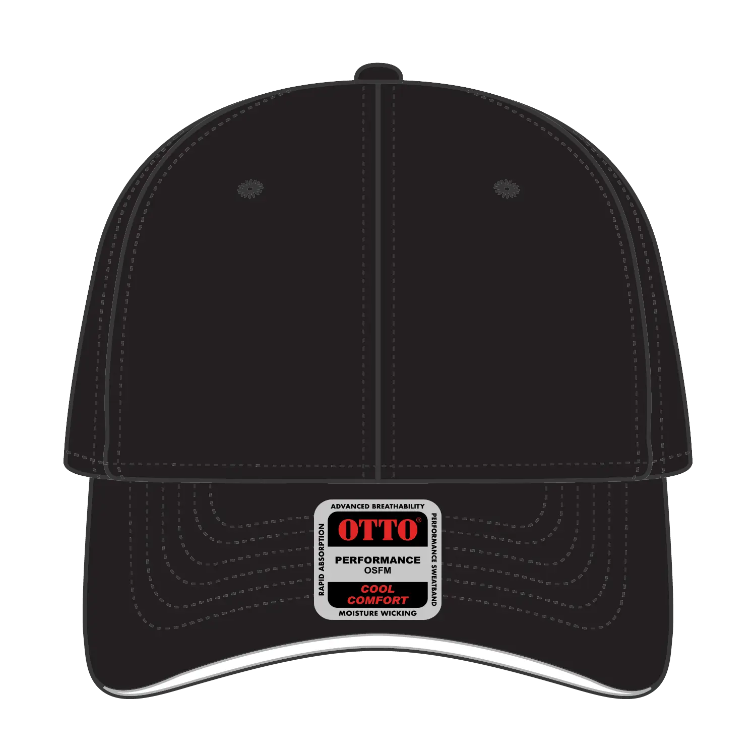 OTTO 23-735 6 Panel Low Profile Baseball Cap - Blk/Blk/Wht - Blk/Blk/Wht / 6 1/2’’ - 7 5/8’’