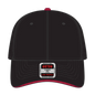 OTTO 23-766 6 Panel Low Profile Baseball Cap - Blk/Blk/Red - Blk/Blk/Red / 6 1/2’’ - 7 5/8’’