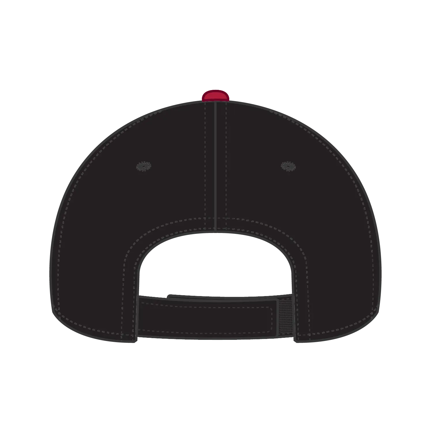 OTTO 23-766 6 Panel Low Profile Baseball Cap - Blk/Blk/Red - Blk/Blk/Red / 6 1/2’’ - 7 5/8’’