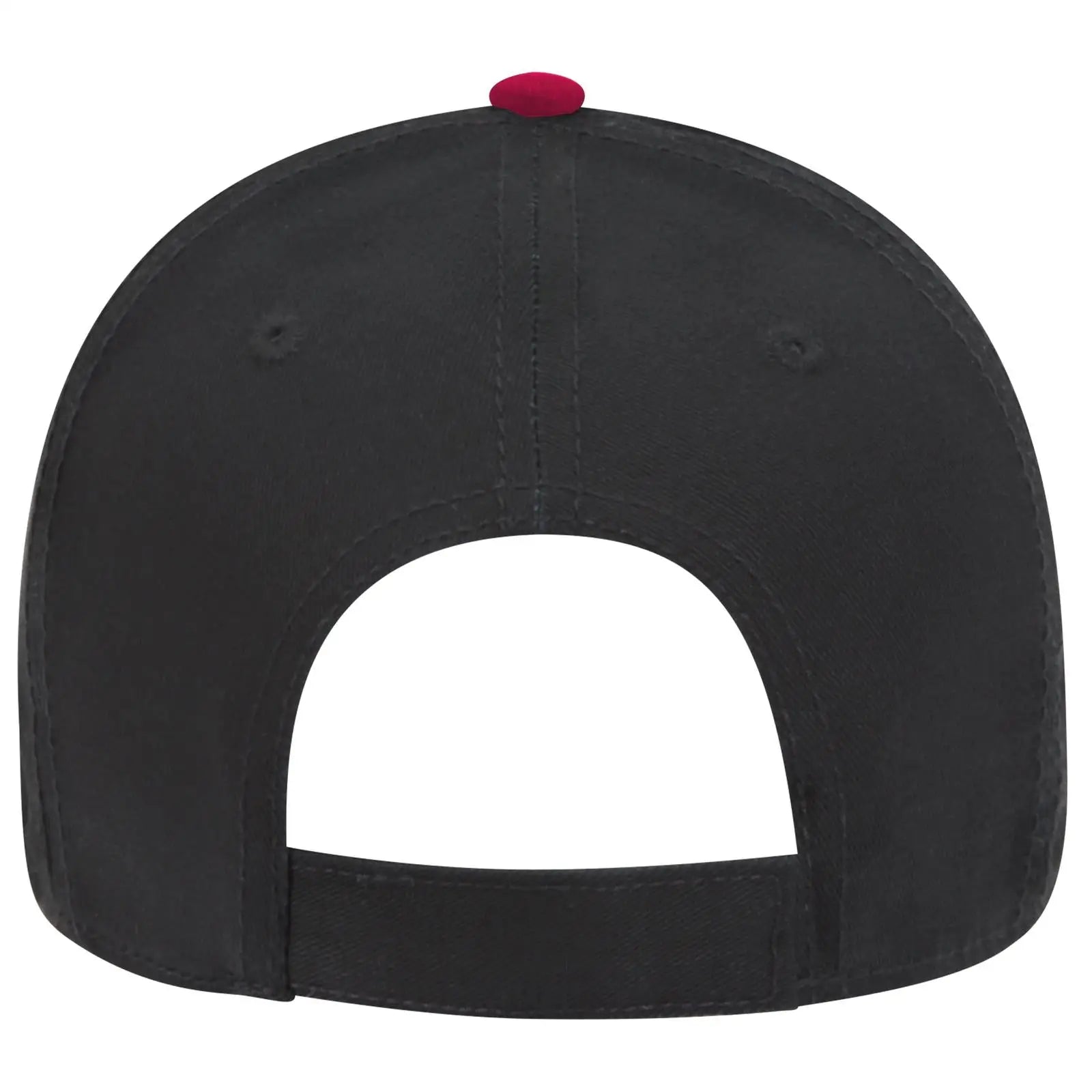 OTTO 23-766 6 Panel Low Profile Baseball Cap - Blk/Blk/Red - Blk/Blk/Red / 6 1/2’’ - 7 5/8’’
