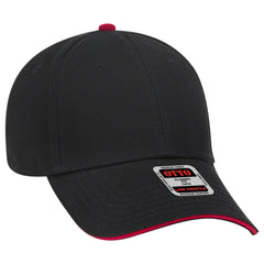OTTO 23-766 6 Panel Low Profile Baseball Cap - Blk/Blk/Red - Blk/Blk/Red / 6 1/2’’ - 7 5/8’’