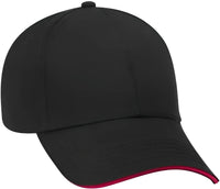 OTTO 23-766 Superior Cotton Twill Sandwich Visor Low Profile Pro Style Cap - Black Black Red - Black Red / One Size