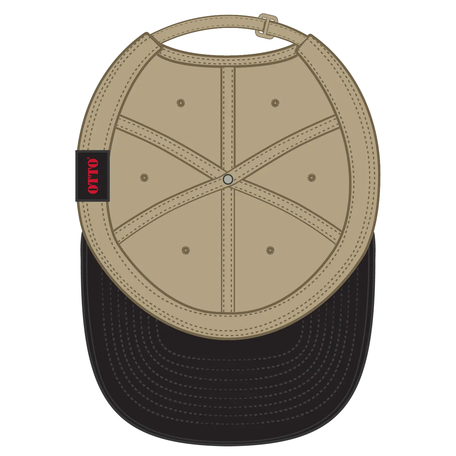 OTTO 24-106 6 Panel Low Profile Baseball Cap - Blk/Kha - Blk/Kha / 6 1/2’’ - 7 5/8’’