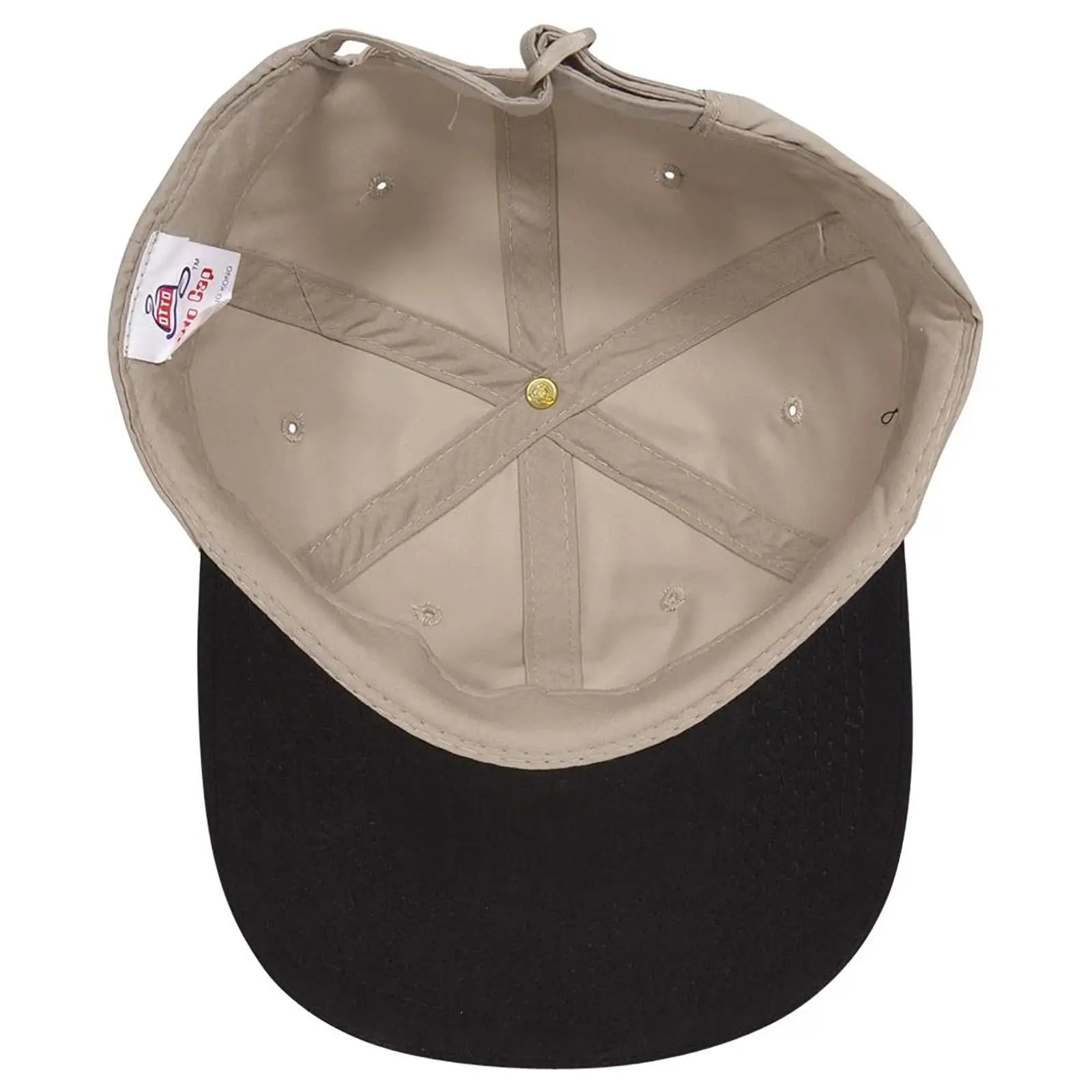 OTTO 24-106 6 Panel Low Profile Baseball Cap - Blk/Kha - Blk/Kha / 6 1/2’’ - 7 5/8’’