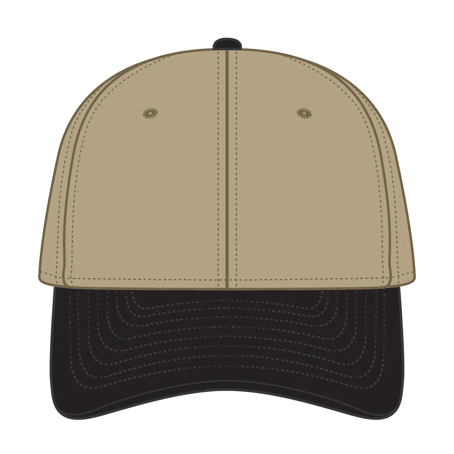 OTTO 24-106 6 Panel Low Profile Baseball Cap - Blk/Kha - Blk/Kha / 6 1/2’’ - 7 5/8’’