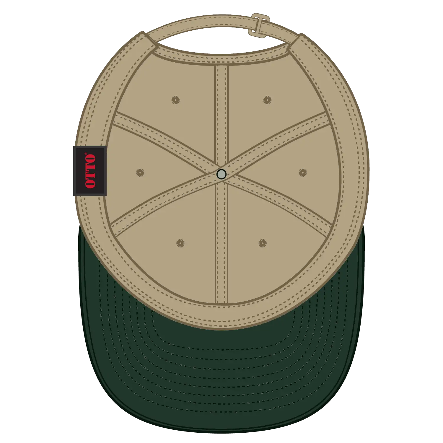 OTTO 24-106 6 Panel Low Profile Baseball Cap - Dk.Grn/Kha - Dk.Grn/Kha / 6 1/2’’ - 7 5/8’’