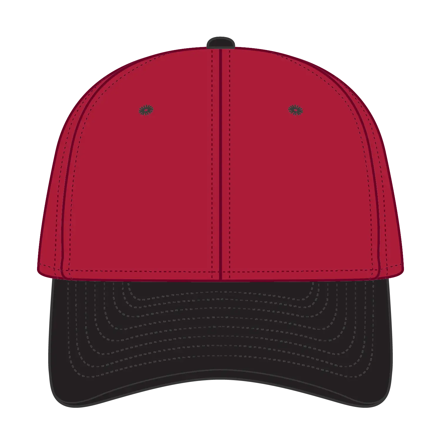 OTTO 25-023 6 Panel Low Profile Baseball Cap - Blk/Red - Blk/Red / 6 1/2’’ - 7 5/8’’
