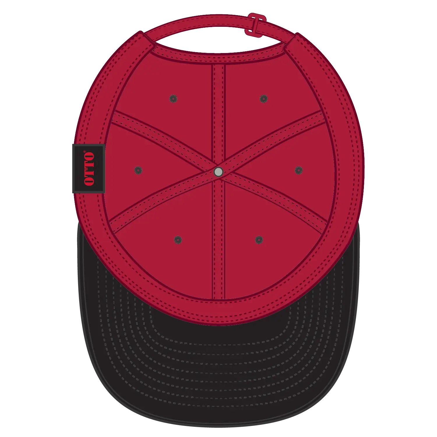 OTTO 25-023 6 Panel Low Profile Baseball Cap - Blk/Red - Blk/Red / 6 1/2’’ - 7 5/8’’