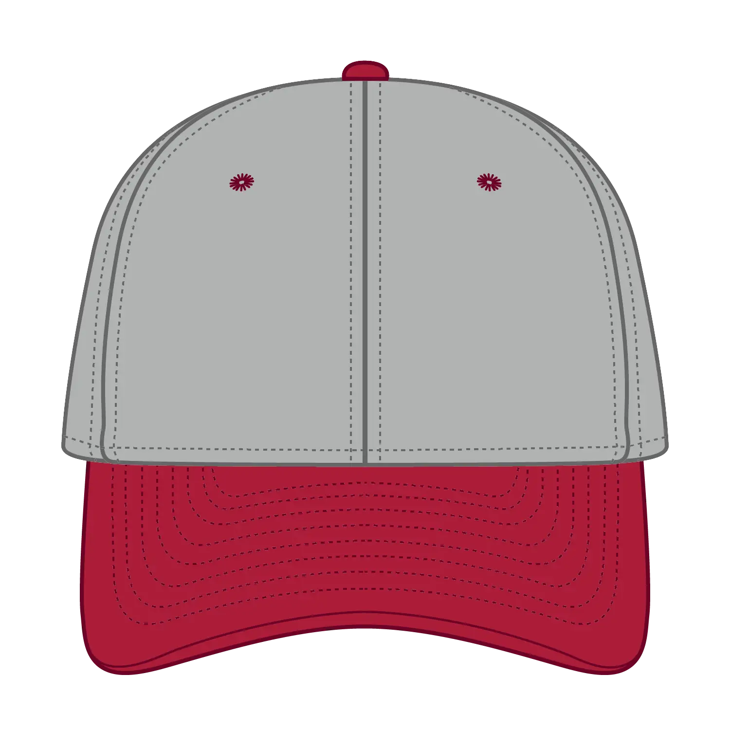 OTTO 25-023 6 Panel Low Profile Baseball Cap - Red/Gry - Red/Gry / 6 1/2’’ - 7 5/8’’