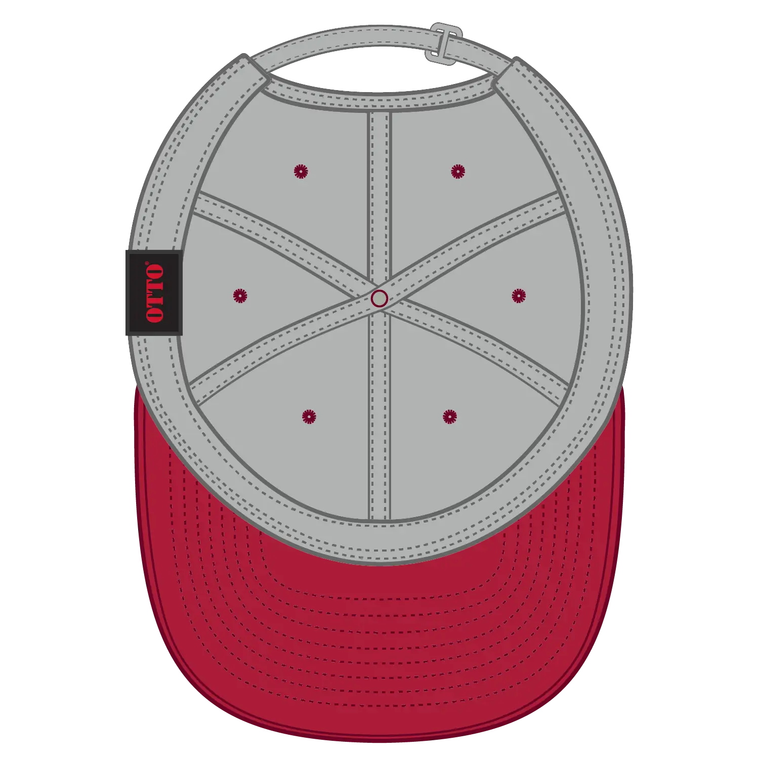 OTTO 25-023 6 Panel Low Profile Baseball Cap - Red/Gry - Red/Gry / 6 1/2’’ - 7 5/8’’