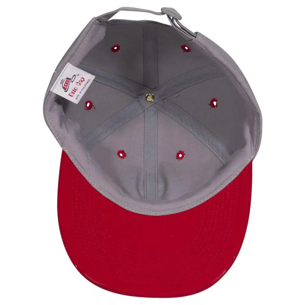 OTTO 25-023 6 Panel Low Profile Baseball Cap - Red/Gry - Red/Gry / 6 1/2’’ - 7 5/8’’